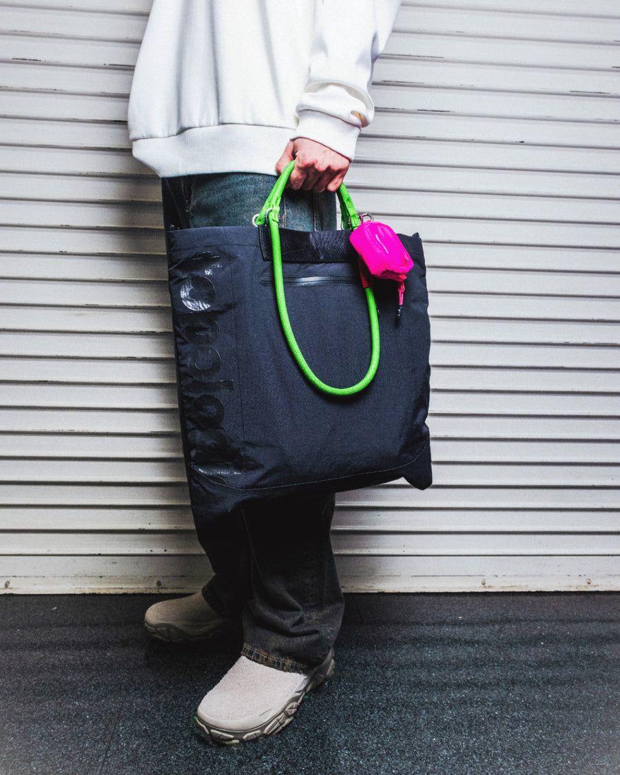 Utility Tote / Black / 10mm Rope Loop Neon Pink